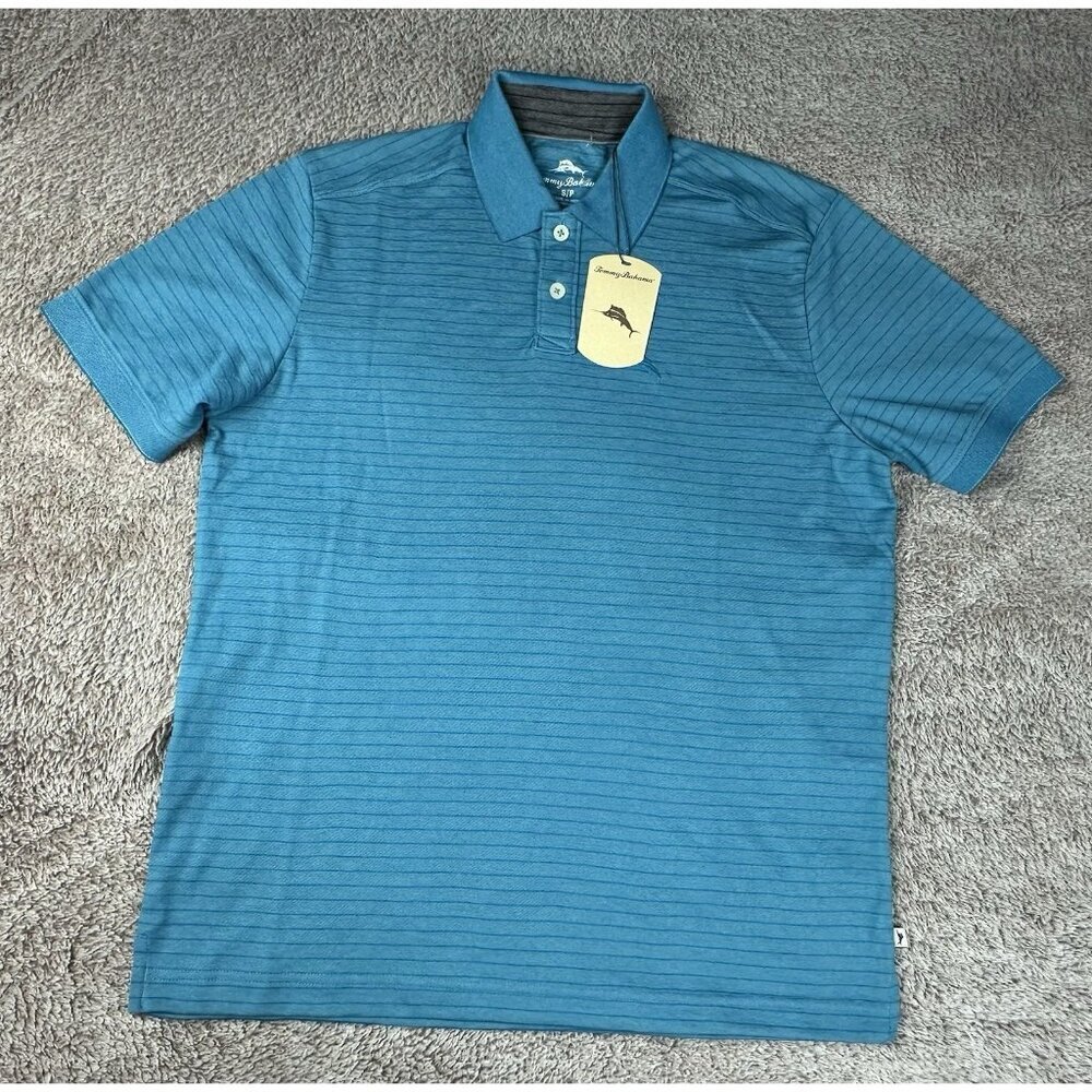 Tommy Bahama Men's S Paradiso Polo Shirt Mosaic Blue Striped NWT $99.50 - Picture 2 of 13